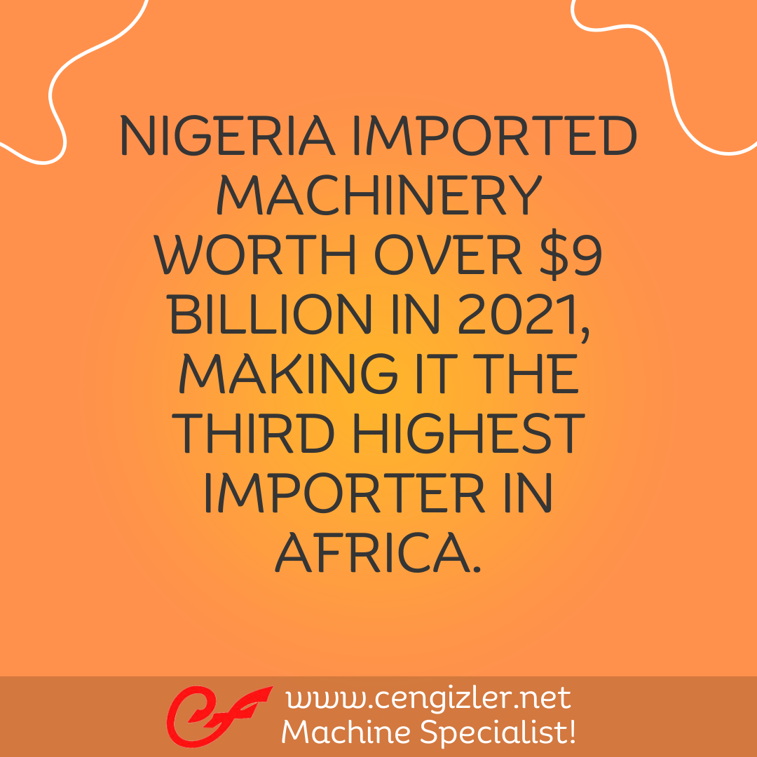 4 Nigeria imported machinery worth over $9 billion in 2021, making it the third highest importer in Africa